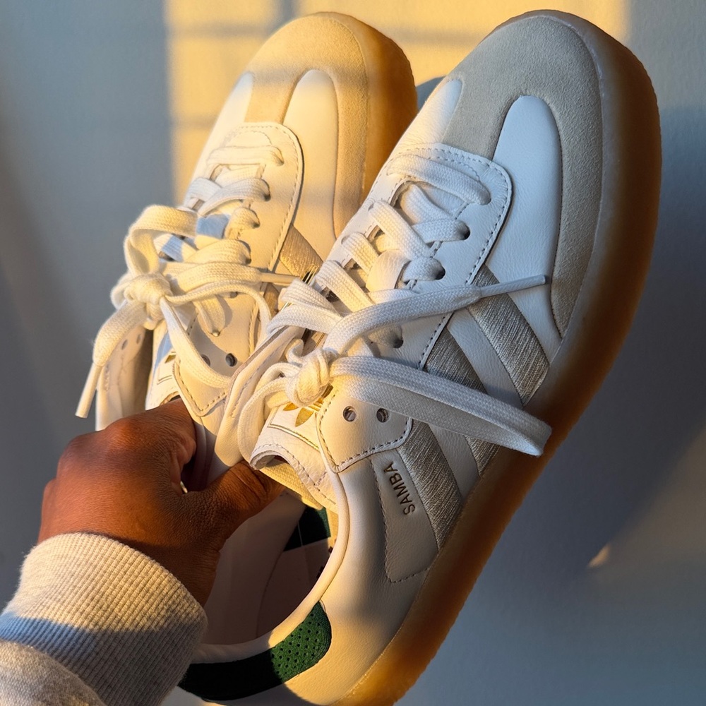 adidas Kids White and Tan Sneakers